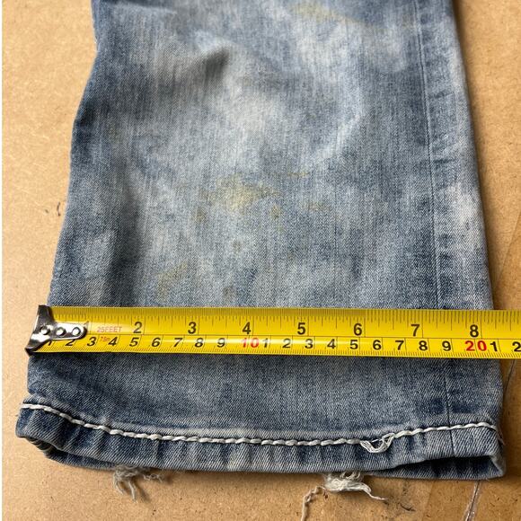 Rock Revival Size 38 Feeny Denim Jeans Embroidered Distressed Straight Leg - Picture 5 of 8